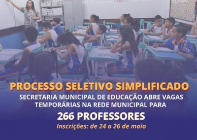Nova Iguaçu abre vagas temporárias na rede municipal para 266 professores